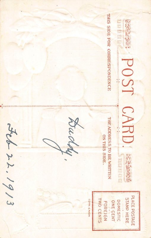 US Patriotic George Washington Portrait Cherry embossed postcard B985