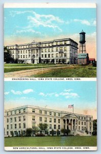 Ames Iowa IA Postcard Engineering Agricultural Hall Iowa State College Dual View