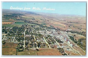 c1950's Aerial View Greetings from Malta Montana MT Unposted Vintage Postcard