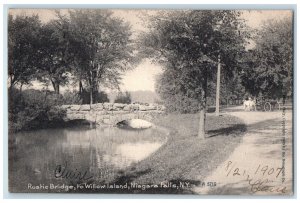 1907 View OF Rustic Bridge To Willow Island Niagara Falls New York NY Postcard 