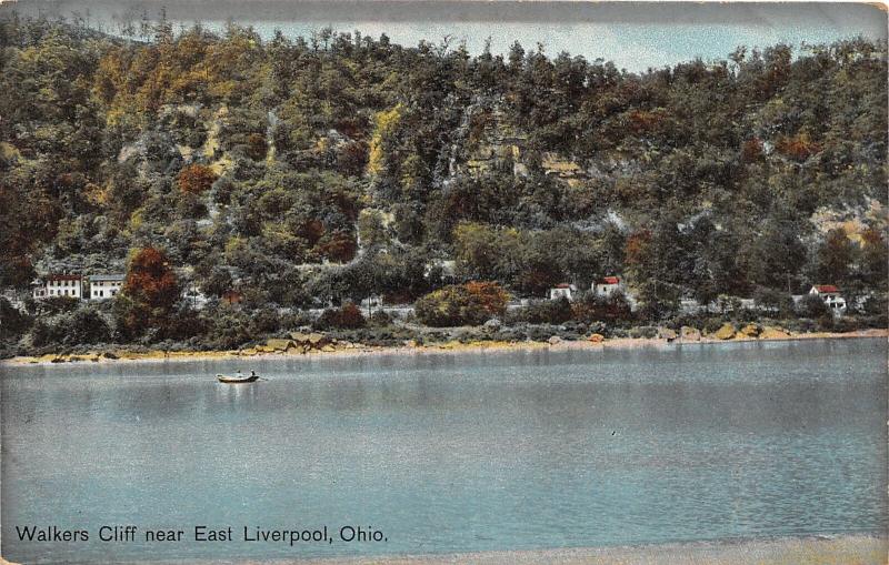 E96/ East Liverpool Ohio Postcard c1910 Walkers Cliff Boat River