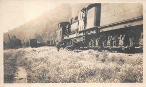 RPPC TRAIN & WORKERS REAL PHOTO POSTCARD (c. 1910)