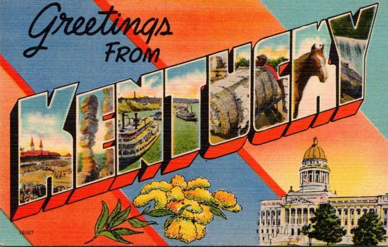 Kentucky Greetings From Large Letter Linen