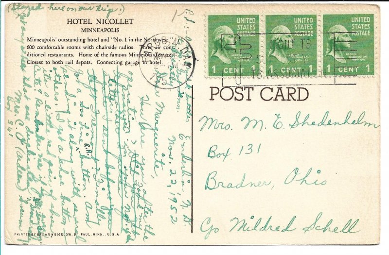 Minneapolis, MN - Hotel Nicollet - 1952