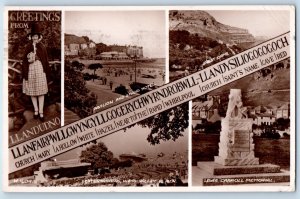 Wales Postcard Greetings from Llandudno Memorial c1930's Multiview RPPC Photo