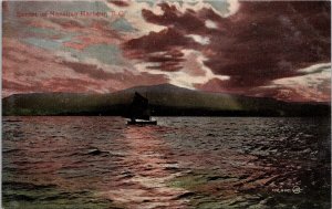 Sunset on Nanaimo Harbour BC Vancouver Island Sailing Unused Postcard H47