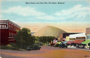 Flat River Missouri 1940s Postcard Main Street and Lead Mining Chat Pile Stores 