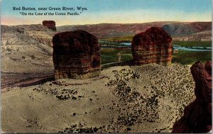 Red Buttes Green River Wyoming Postcard On Line of Union Pacific Railroad