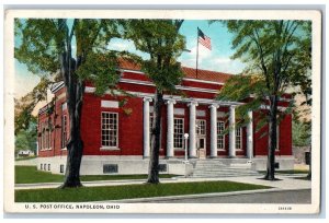 Napoleon Ohio OH Postcard US Post Office Exterior Building c1930 Vintage Antique