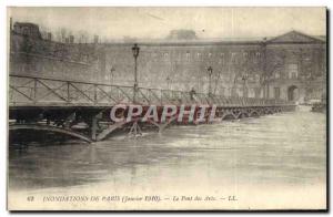 Old Postcard From Paris Inondatons Le Pont Des Arts