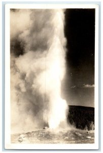 c1940's Old Faithful Geyser Haynes Yellowstone Park WY  RPPC Photo Postcard