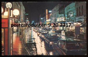 h3277 - LONDON Ontario Postcard 1969 Dundas Street at Night. Easter Seals Slogan