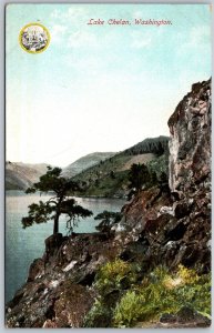 Vtg Washington WA Lake Chelan Scenic View Cliffs 1910s Old Unused Postcard