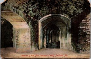 Interior of Old Fort Scammel, Portland ME Vintage Postcard R62