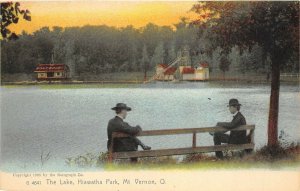 Mt. Vernon Ohio c1906 Postcard The Lake Hiawatha Park Men on Park Bench