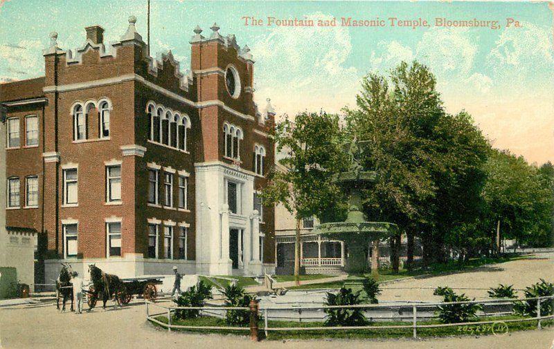 Bloomsburg Pennsylvania 1909 Fraternal Fountain Masonic Temple Valentine 7659