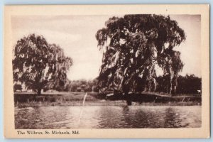 c1920's The Willows Trees River Groves St. Michaels Maryland MD Vintage Postcard