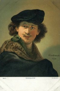 Postcard  Antique Copy of Self Portrait by Artist Rembrandt.         Q4