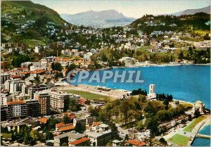 Postcard Modern Como view of the aircraft with the stadium senigoglia