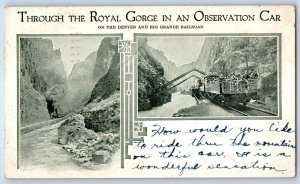 1920 Denver Colorado CO Postcard Through Royal Gorge Observation Car Rio Grande