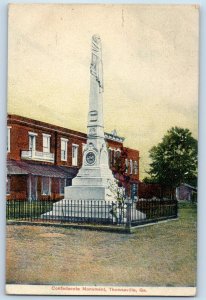 Thomasville Georgia GA Postcard View Of Confederate Monument 1908 Antique Posted