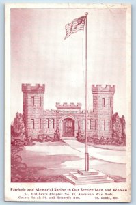 St. Louis Missouri Postcard Patriotic Memorial Shrine Service Men c1940 Vintage