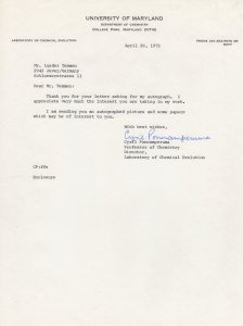 Cyril Ponnamperuma NASA Scientist 1972 TLS Hand Signed Letter