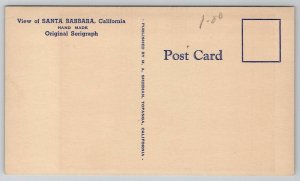 Santa Barbara Mission CA Serigraph Hand Made Postcard G41