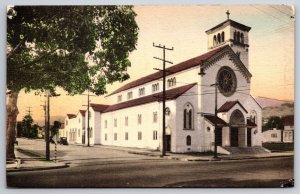 Methodist Church Santa Barbara CA UNP Hand Colored Albertype Postcard K12