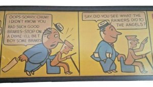 Vintage Seattle Transit Authority Oscar McButch 1940s Advertising Art Sign Comic