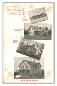 Four Views of Horace North Dakota ND Brink Residence Church UNP DB Postcard R17