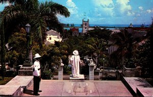 Bahamas Nassau View From Government House Showing Sentry and Statue Of Columb...