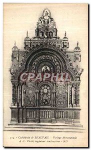 Postcard Old Cathedral Beauvais Monumental Clock
