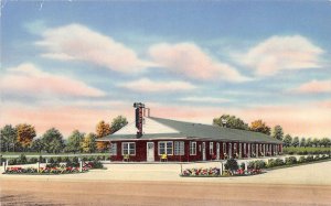 Lincoln Motel One Block East Route 66 Lincoln Illinois chrome postcard