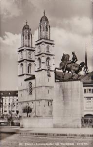 Switzerland Zurich Grossmuenster mit Waldmann Denkmal Photo