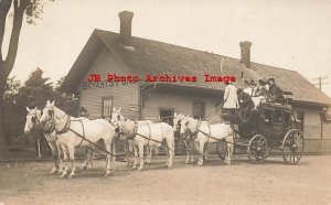 Depot, Maine, Bryant's Pond, RPPC, Railroad Station, Stage Coach