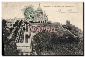 Old Postcard Paris Montmartre Funicular and Basilica