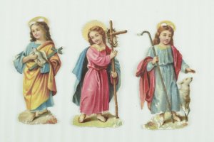 1880's Fab Lovely Die Cut Victorian Cute Religious Kids Lot of 8 Cards PD181 