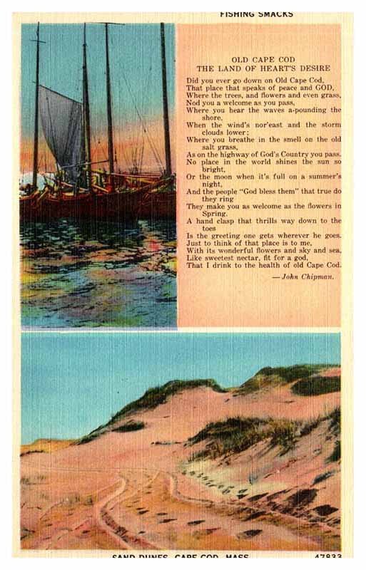 Postcard BOAT SCENE State of Massachusetts MA AR0765