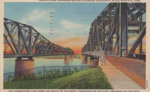 Postcard Memphis + Harrahan Bridge Spanning Mississippi River Memphis TN
