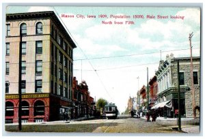 c1910s Main Street Looking North From Fifth Mason City Iowa IA Unposted Postcard 