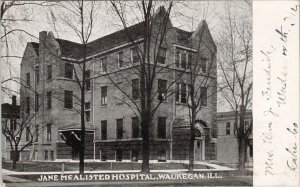 Waukegan IL Jane McAlister Hospital c1909 Wadsworth Cancel Postcard G81