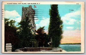 New York Postcard - Alster Tower - Hart Island - 1000 Islands - 1937