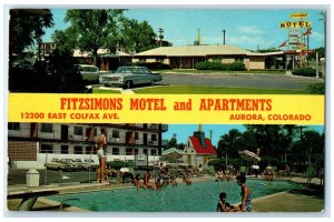 c1960 Fitzsimons Motel Apartments East Colfax Aurora Colorado CO Banner Postcard