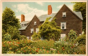 Garden View House seven Gables Salem Mass Flowers Divided Vintage Postcard Up 