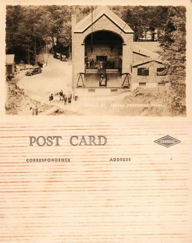 CANNON MT NH AERIAL TRAMWAY STATION RAILWAY ANTIQUE PHOTO POSTCARD RAILROAD RPPC