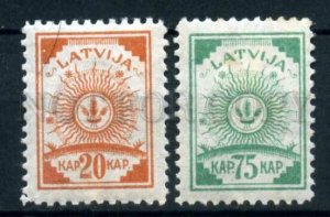 024978 LATVIA 1919 arms set of 2 stamps #24978