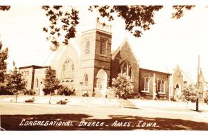 RPPC Congregational Church, Ames, Iowa, Real Photo Postcard 1939  C15