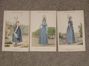 Normandes d`Autrefois, 3 different # 17, 19, 64, all unused vintage cards