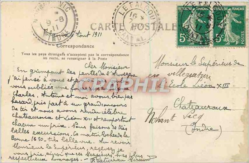 Postcard Old Cantal Waterfall on the line Lioran